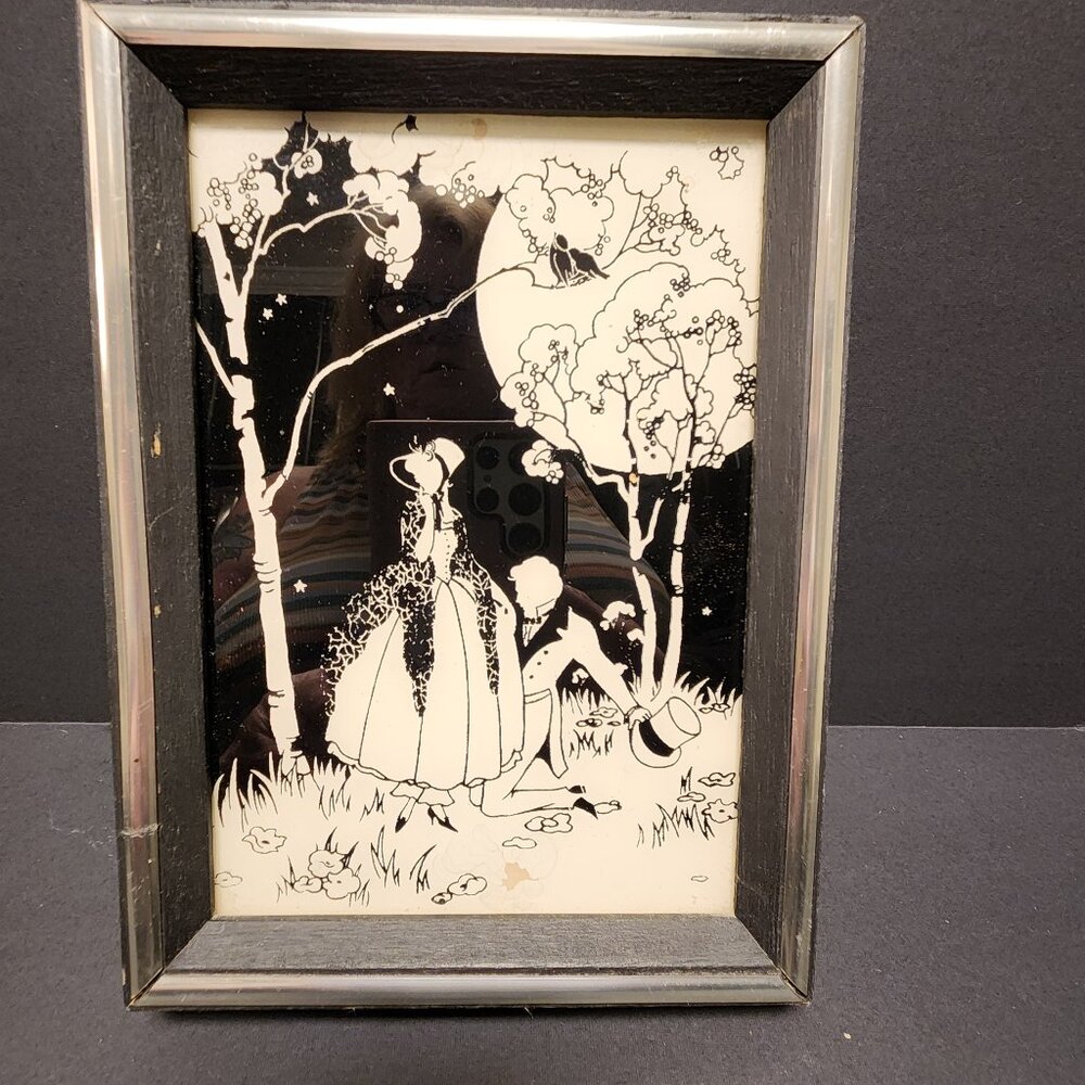 Vintage Black & White Romantic Illustration Wall Art